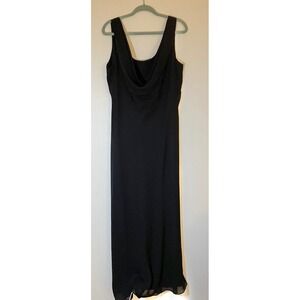 Betsy & Adam by Jaslene Long Formal Cocktail Evening Prom Dress Black Size L EUC